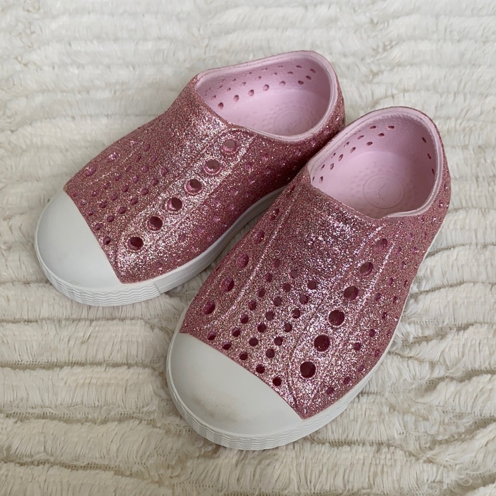 Pink Native Jefferson Bling Toddler Shoes Size 5